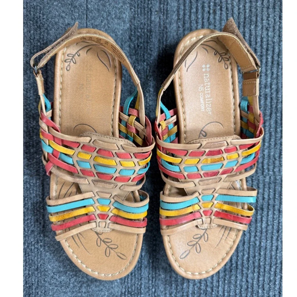 Naturalizer Westerly Womens Multi Color Woven Leather Huarache Sandals 9.5M